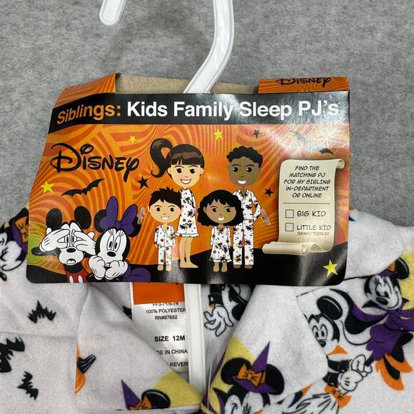 Disney Mickey Mouse Halloween-themed 2 PCs Pajama Set Infant 12M White w/Graphic - Picture 4 of 6